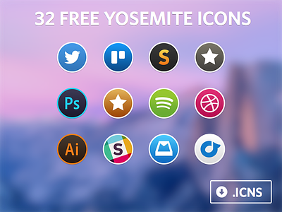 Yosemite Icon Set app download free icon illustrator photoshop reeder spotify sublime text trello twitter yosemite