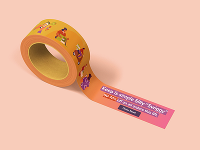 Swiggy Packaging tape showing new offers and delivery Process