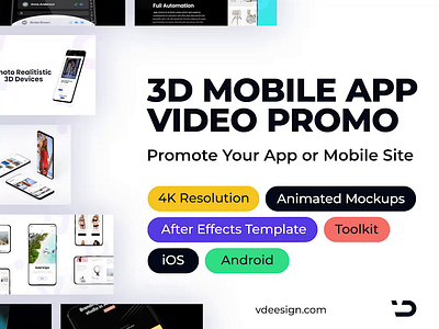 3D Mobile App Video Promo Template 3d after effects android animated animation app apple application device galaxy iphone mobile mockup motion design motion graphics presentation promo samsung teaser video