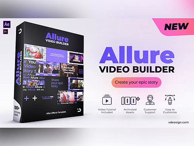 Allure Video Builder after effects catchy content design engaging exciting fun inspiring introduction motion graphics promo promotion social media story text typography video