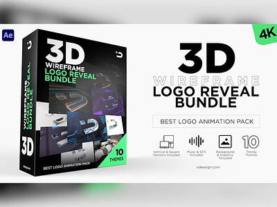 3D Wireframe Logo Reveal Bundle 3d 4k animation branding bundle business clean company corporate drawing dynamic e commerce education elegant fast finance flat futuristic games intro
