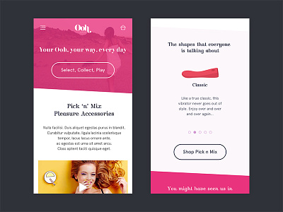 Ooh by Je Joue - Mobile Web Version diagonal homepage interface landing mobile modern pleasure relationships responsive sex ui ux