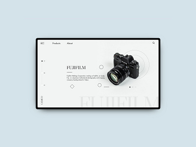 Fujifilm Web UI branding camera clean graphic minimal simple uidesign web design website