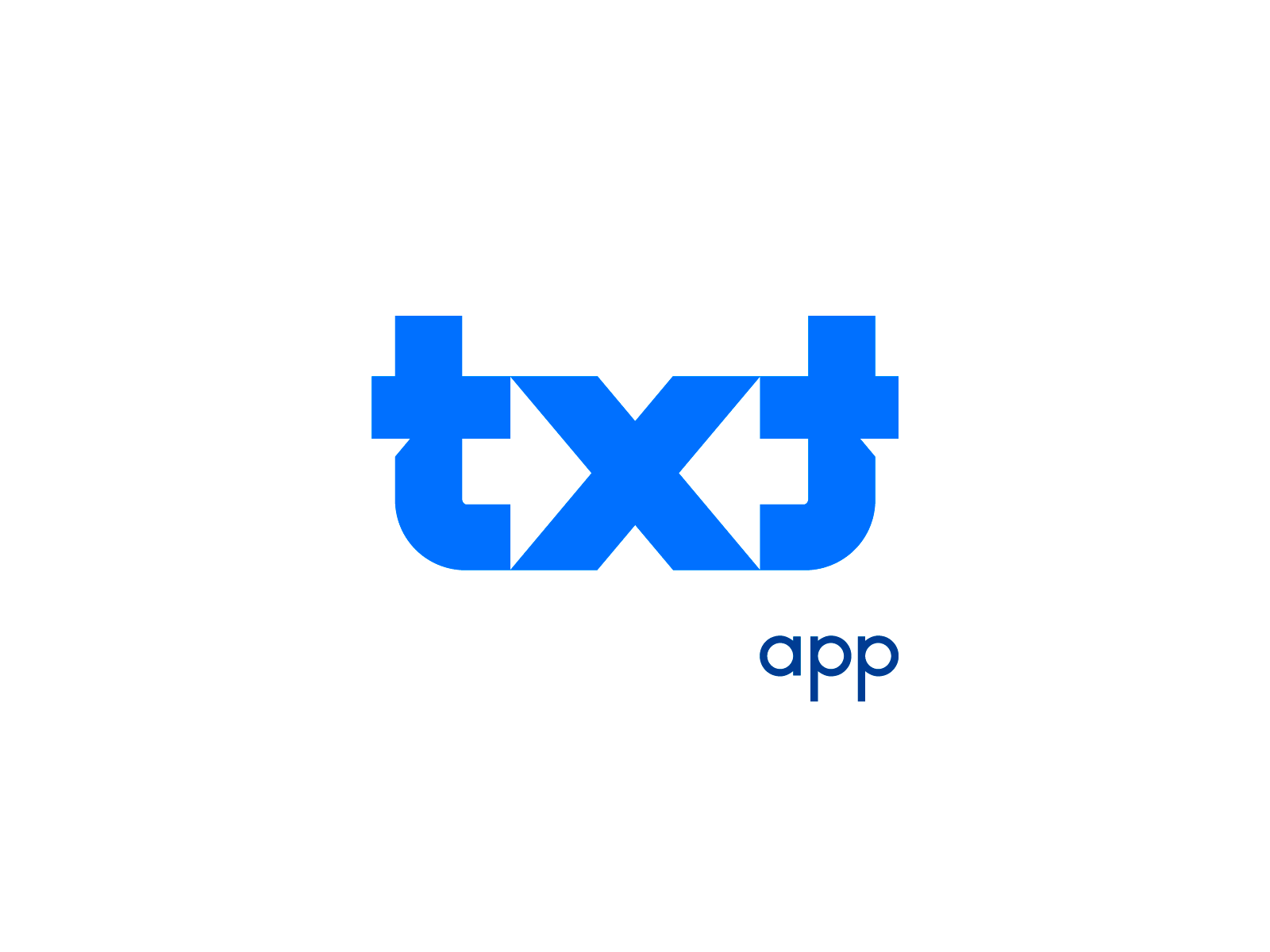 Txt | App Branding app arrow brand branding branding design custom type flat gestalt graphic design icon logo logo concept logodesign logotype mark minimal negativespace typography vector