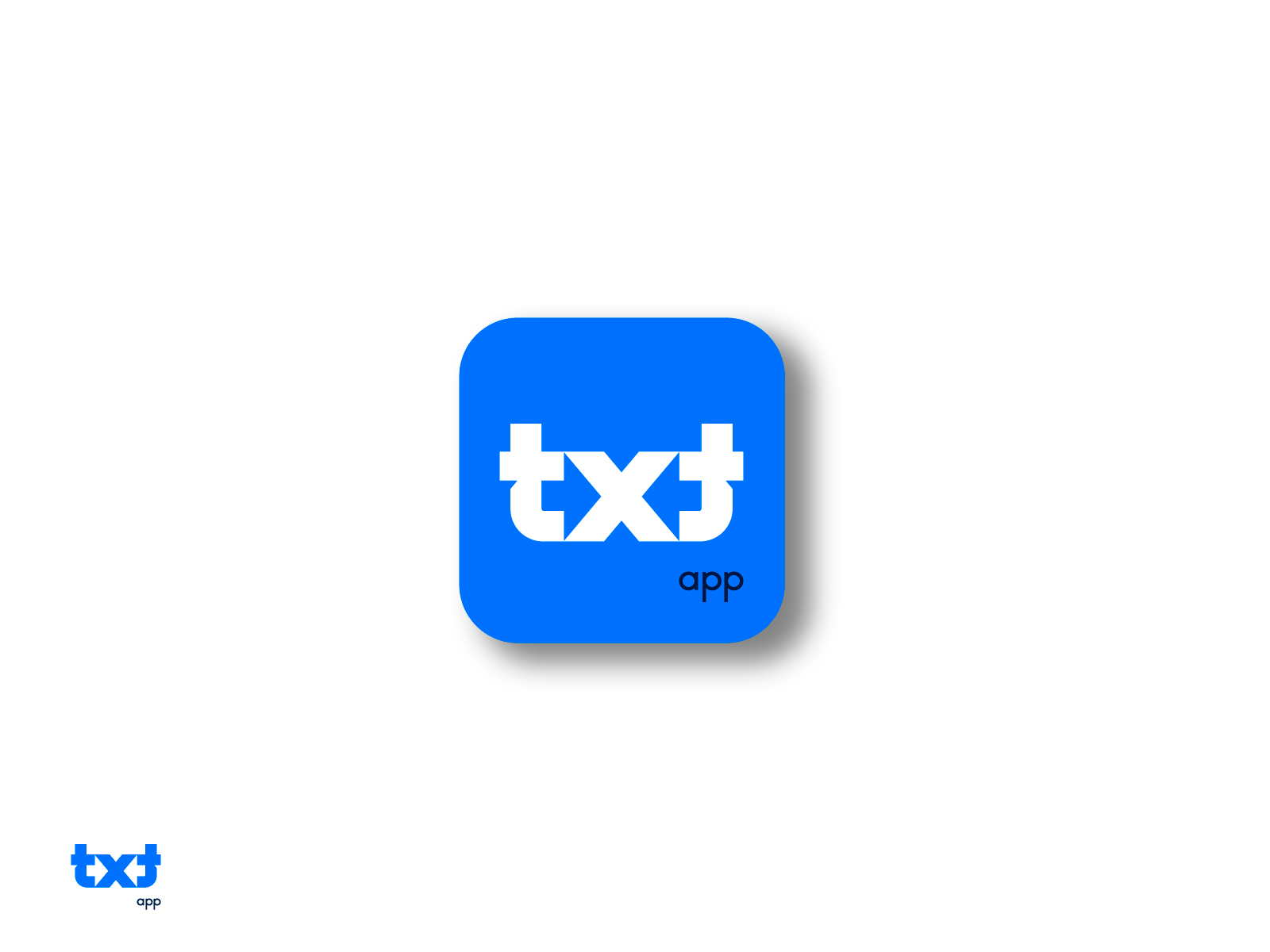 Txt | App Branding app arrow blue brand branding branding and identity customtype flat icon icon app logo logodesign logotype mark minimal mobile mockup negative space typography vector