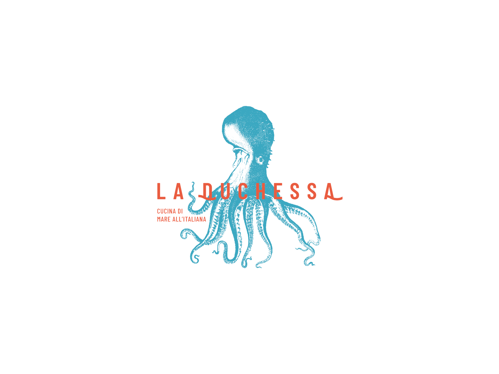 La Duchessa // Italian Seafood Restaurant blue brand branding branding design customtype engraving fish food graphic design illustration illustrator logo logodesign mark octopus restaurant sea seafood typography