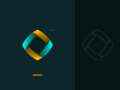 Vertigo Logo app avatar balance blue branding color control creative diamond geometric identity logo loop mark rhombus spinning symbol vector vertigo yellow