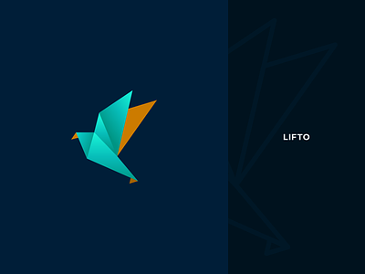 Lifto Logo animals birds feather flying folded geometric gradient japanese logo nature origami paper parrot polygon silhouette sky swallow symbol wild wings
