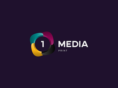 One Media Print Logo 1 logo abstract app art branding clean cmyk color design digital gradient illustration logo mark media one logo print simple symbol vector