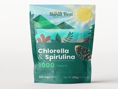 Packaging Design for Chlorella and Spirulina tablets design digitalillustration graphic design illustration label labeldesign packaging packgingdesign vector