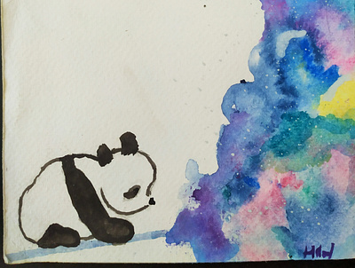 panda galaxy panda watercolour watercolour painting