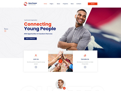 New Power - Youth social organization WP template election ngo political politics ui ux web design