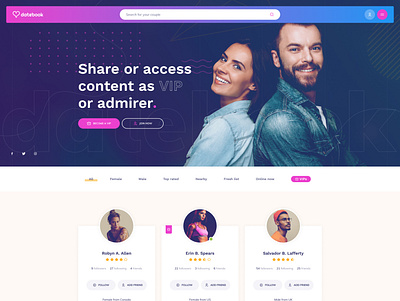 Datebook - Dating and Content Sharing Network WP Theme community dating escort friends membership network social ui ux web design