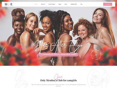 HerAlterEgo - Community for fiercely independent women adult escort model ui ux web design webcam webcam model