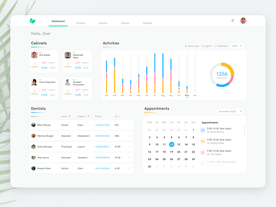 Dentist Dashboard Concept chart clean ui dashboad data design desktop flat minimalistic product ui ui ux ui design ui elements web webapp