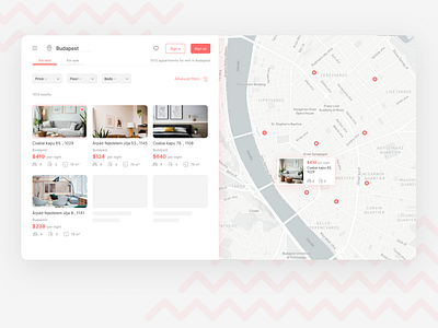 Real Estate app concept design flat map real estate realestate red search ui web web app