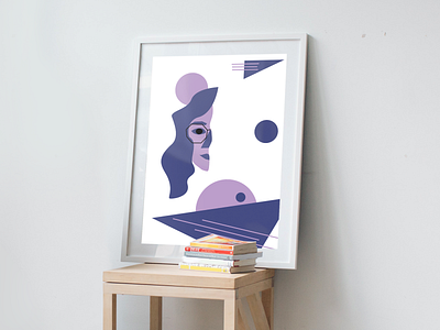 Half Face art design face geometric geometric art illustration illustrator poster print purple