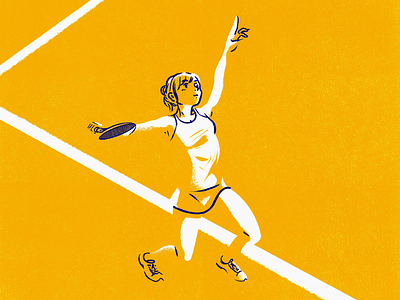 Serve anime art character color comic design figure illustration manga minimal negative pose procreate sketch space sports tennis yellow