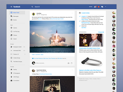 Facebook goes material. facebook google material design ui