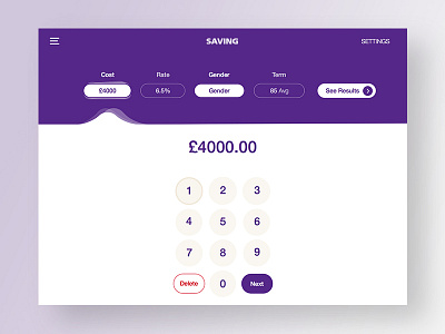 Savings Calculator app banking calculator money numbers purple savings ui ux