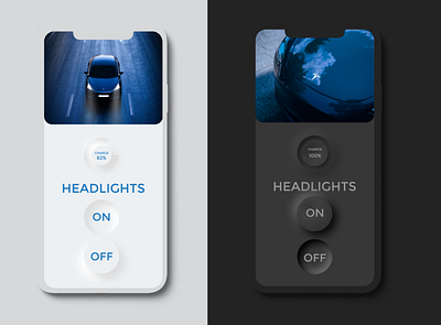 Daily UI 015 clean daily 100 challenge daily ui daily ui 015 dailyuichallenge dark mode day mode minimal neomorphic neomorphism night mode on and off on and off switch simple sleek tesla tesla model s ui ux