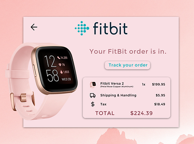 Daily UI 017 clean clean ui daily 100 challenge daily ui daily ui 017 dailyuichallenge email email design email receipt fitbit fitbit versa 2 minimal receipt sleek smartwatch ui uiux user inteface ux versa 2