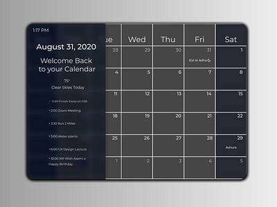 Daily UI 038 august blue calendar app calendar design calendar ui calender clean clean calendar clean ui daily ui daily ui 038 daily ui 38 dailyuichallenge desktop desktop app desktop ui gray minimal navy blue simple