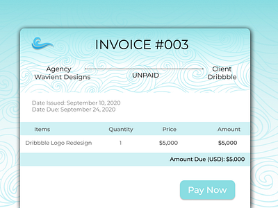 Daily UI 046 blue clean daily ui daily ui 046 daily ui 46 dailyuichallenge invoice invoice design invoice template invoice ui light blue minimal paper payment payment app receipt simple transaction waves wavy design