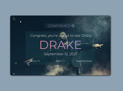 Daily UI 054 clean concert tickets concert tickets ui confirm confirmation confirmation page daily ui daily ui 054 daily ui 54 dailyuichallenge drake drake tickets drizzy figma minimal simple ui userexperience userinterface ux