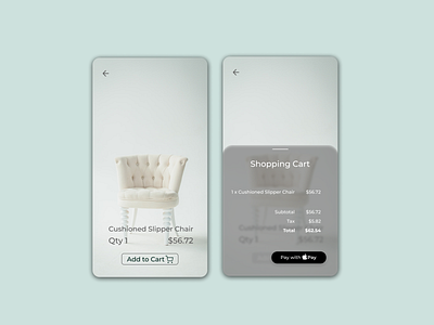 Daily UI 058 apple pay clean daily ui daily ui 058 daily ui 58 dailyuichallenge figma figmadesign frosted glass furniture minimal shopping cart shopping cart design shopping cart ui simple ui uiux user experience userinterface ux