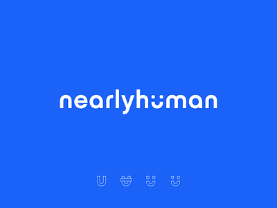 NearlyHuman Logo Concept blue brand brand design brand identity branding gradient human illustration logo logo design typography vector