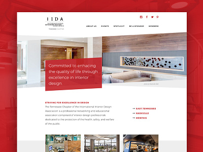 IIDA Homepage clean homepage interior design layout responsive tennessee web website