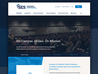 Southern Evangelical Seminary blue clean education homepage layout seminary ui ux web web design website