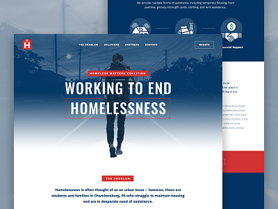 Homeless Matters Coalition clean flat grid layout nonprofit onepager typography ux web web design website