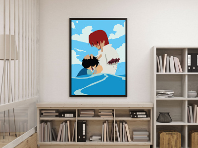 One Piece Luffy and Shanks / Poster Anime / Minimalist Art 2d 2d art anime anime poster flat design graphic design illustration illustrator luffy luffy art luffy poster minimalist minimalist poster one piece one piece poster vector vector art