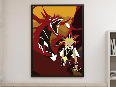 Yu-Gi-Oh Yugi with Slifer /Poster Anime/Minimalist Art