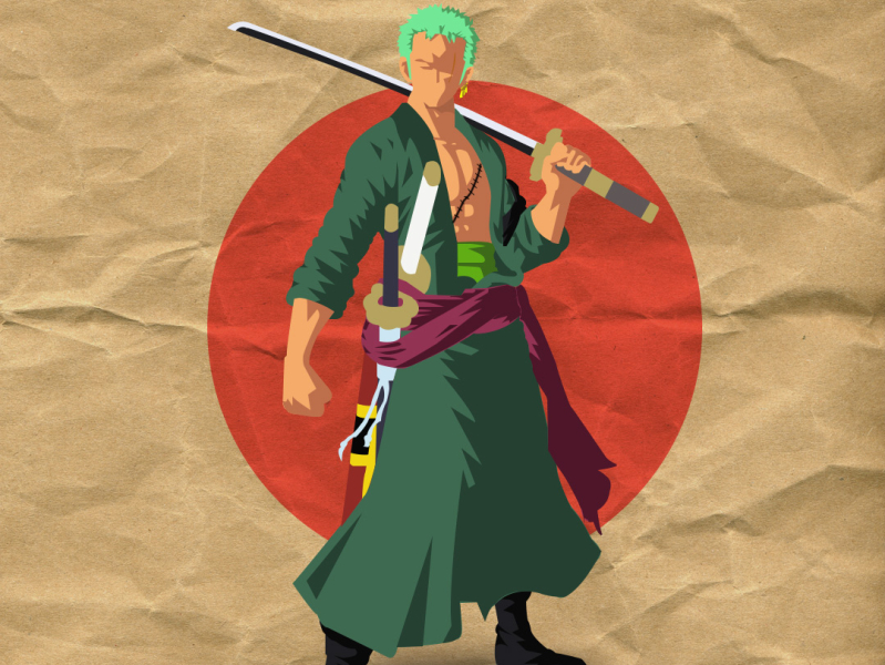 Flat Art Of Zoro From One Piece By Gmdesignartsgr On Dribbble
