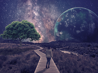 Sky Manipulation adobe adobe photoshop illustration manipulation road sky space stars