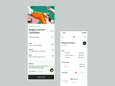 Restaurant profile & Bill page app bill design figmadesign ios ios app design mobile restaurant ui ux