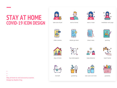 Stay At Home Covid-19 Icon Design