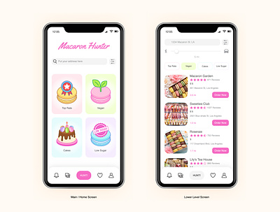 Macaron Hunter - Macaron store search app project brief illustrator ui ui ux ui design uidesign uiux uiuxdesign uiuxdesigner