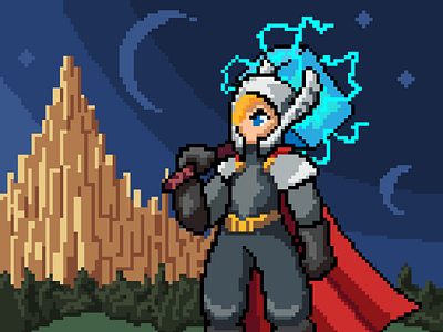 Node Heroes Thor Pixel Art