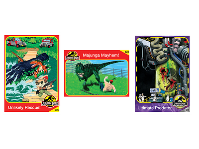 Jurassic Park trading cards collectable design dinosaur illustration jurassic park kenner layout trading card