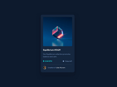 NFT Card Dark Mode adobexd card graphic design nft ui uiux ux web design