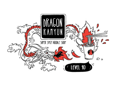 Dragon Ramyun doodle dragon label noodle ramen ramyun