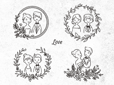 Celebrate Love clipart doodle flower illustration invitation love wedding wreath