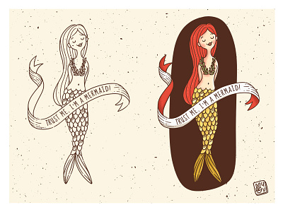 Trust me :) banner cute doodle fish illustration mermaid ribbon