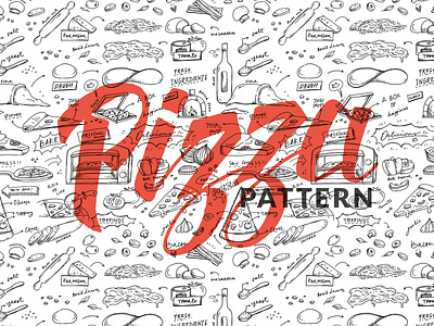 Pizza Pattern doodle drawing food pattern pizza
