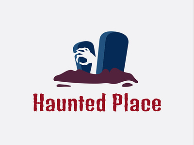 HAUNTED PLACE LOGO branding design dribbbleweeklywarmup flat logo ghost graveyard halloween icon logo logo design spooky zombie