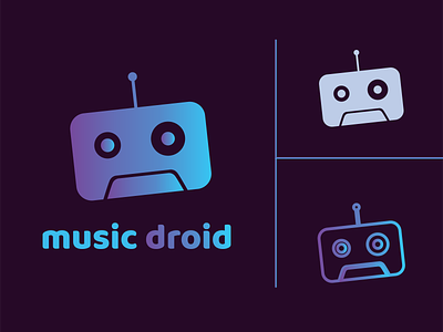 Music Droid branding branding design design flat flat logo icon illustration logo logodesign robot vector